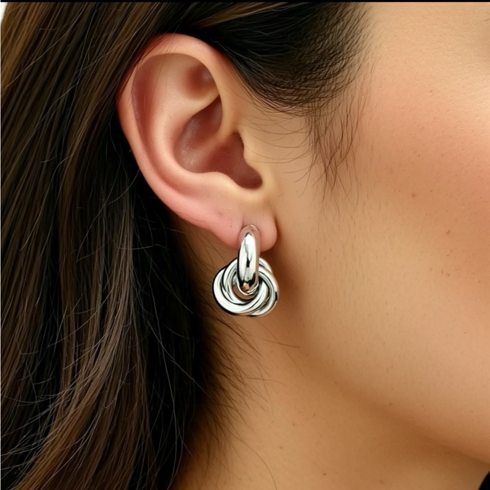 Elegant Silver Knot Earrings